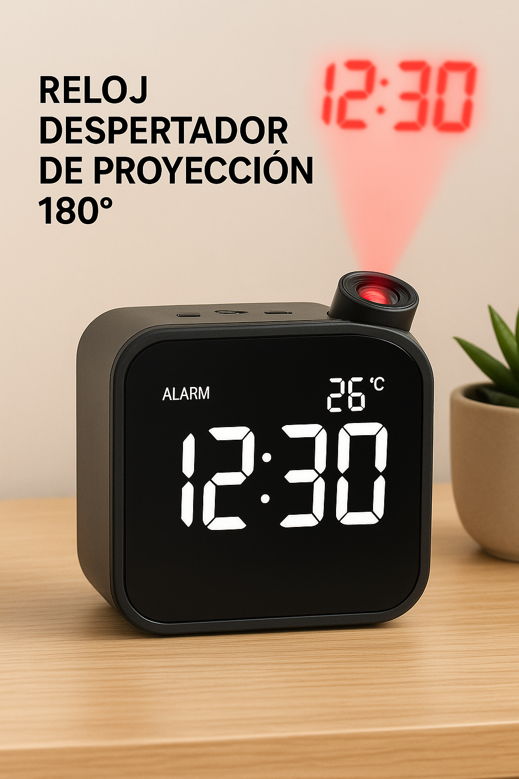 Reloj Despertador De Proyección 180°